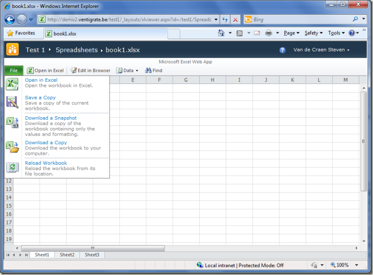 Excel Web Application